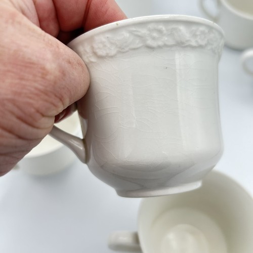Wedgewood England Cup Hedge Rose Pattern Set Of 6 Coffee Tea White - Picture 2 of 11
