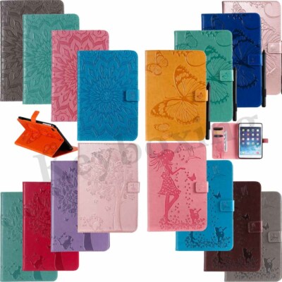 Embossed Flip Leather Stand Case Cover For iPad 7th 6th 5th 4th Gen Mini/Air/Pro
