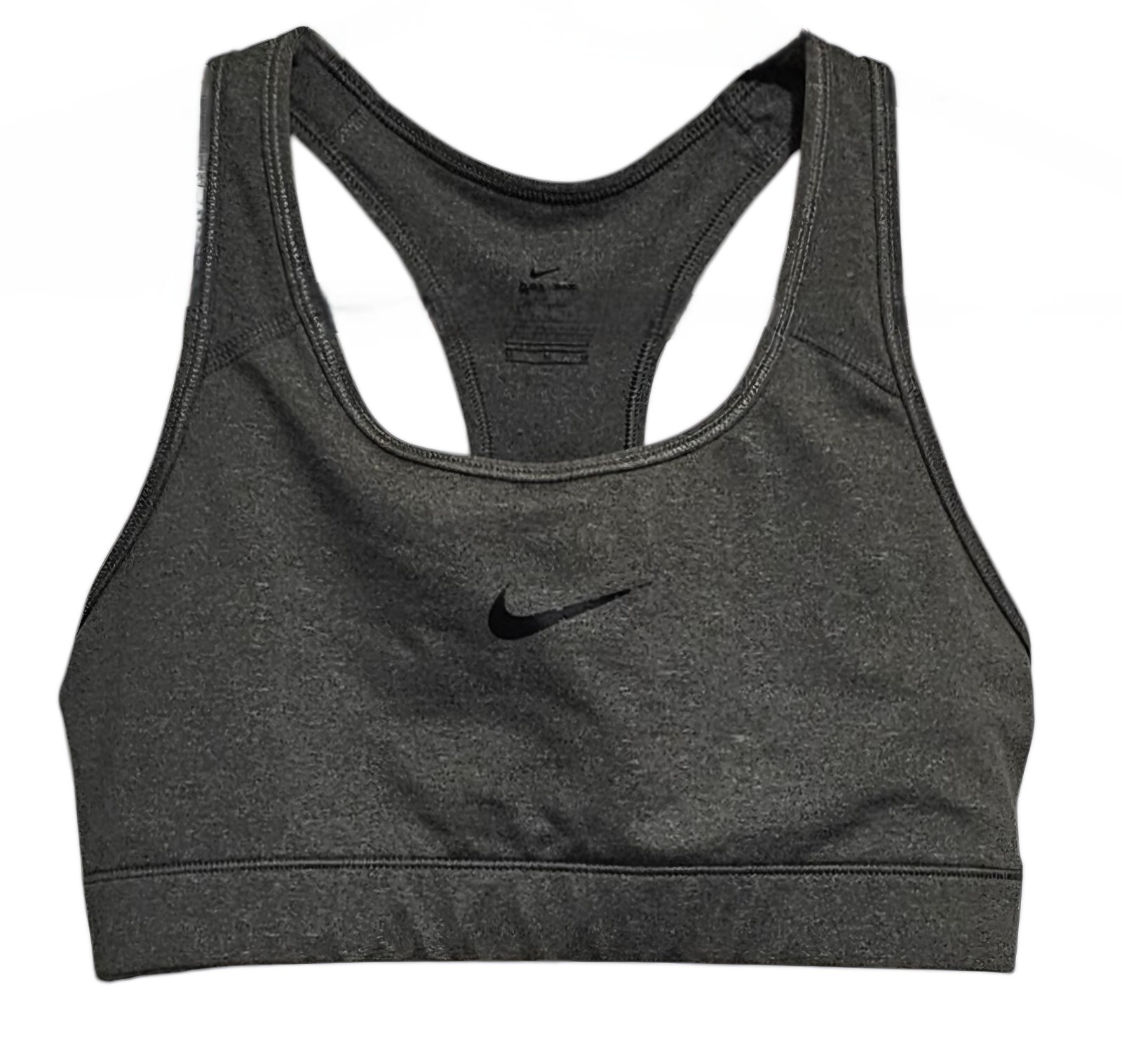 Nike Dri-Fit Sports Bra Women's Gray Black Center Swoosh Yoga CrossFit Gym Small