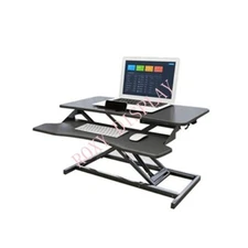 Ergonomic Black Adjustable Height Sit Stand Desk Riser with Keyboard Tray