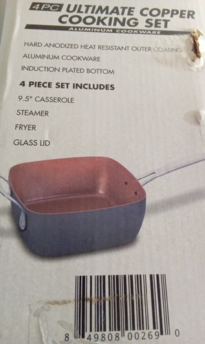 Copper Cuisine Aluminum Cookware 9.5" Includes Casserole Steamer Fryer and Lid - Picture 3 of 3