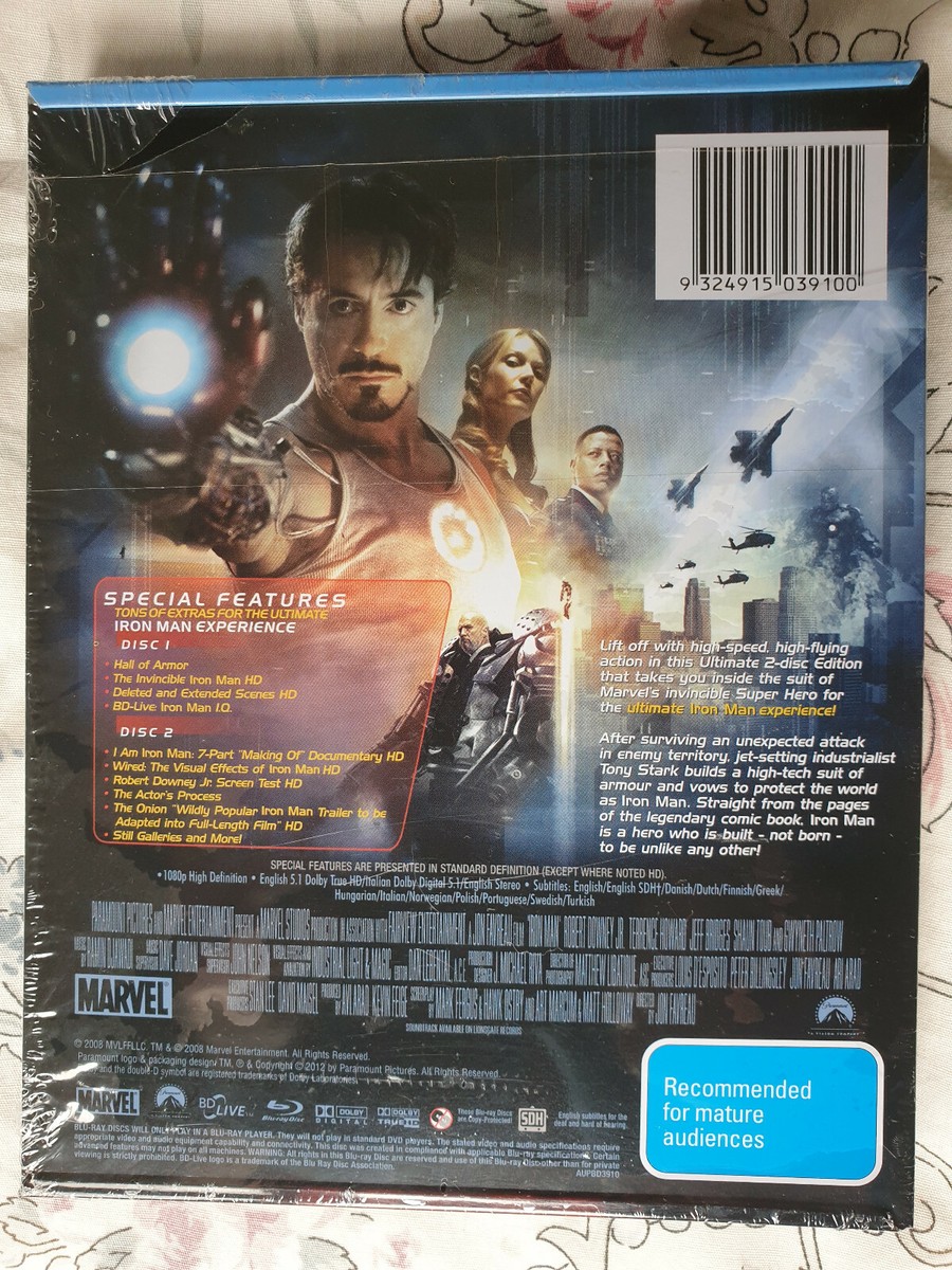 アイアンマン スチールケース Blu-ray Iron Man blu ray Steel Slipcase (JB Hi-Fi Exclusive) 2 Disk New