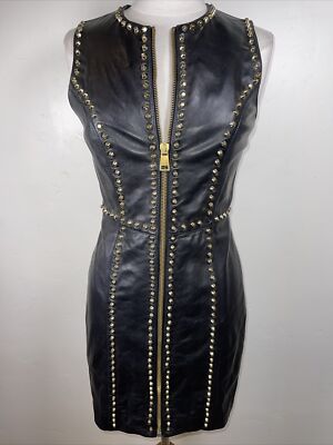 Authenticated VERSUS VERSACE Studded Leather Dress SZ 40  US S 