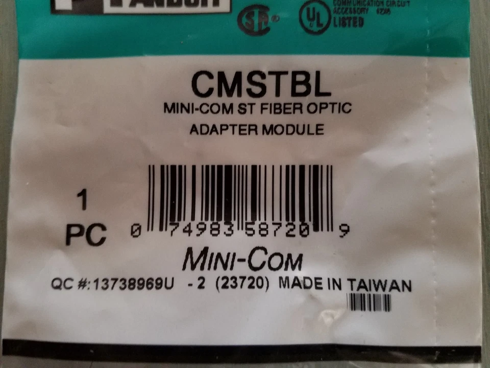 CMSTBL Panduit Module With One ST Multimode Fiber Optic Adapter - Image 2 of 3