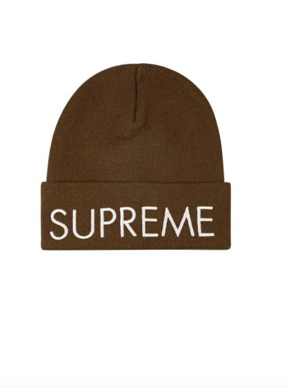 Chapeau casquette homme marron foncé logo Supreme Capital Beanie NEUF streetwear