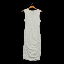 Standard James Perse White Side Ruched Bodycon Sleeveless Midi Dress Sz 2 Medium