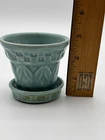 Vintage McCoy or Shawnee Turquoise Pottery Mini Flower Pot USA