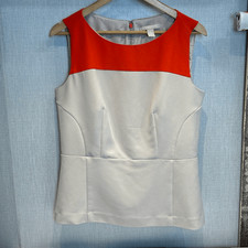 Banana Republic Color Block Tank Top Red Tan Sz 12 Sleeveless Lined Back Zip