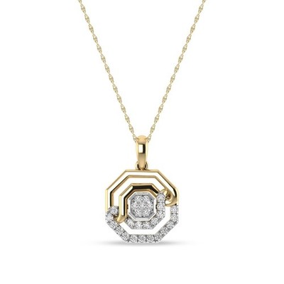 Sechseckform Anhänger 0,25 ctw natürlicher Diamant Charm Modeanhänger 925 Silber