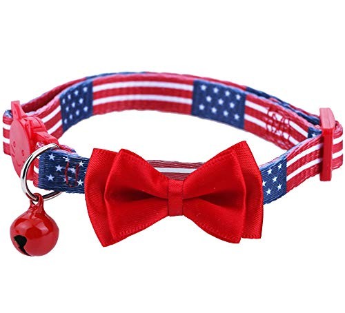 Patriotic Breakaway Cat Collar with Bowtie and Bell
