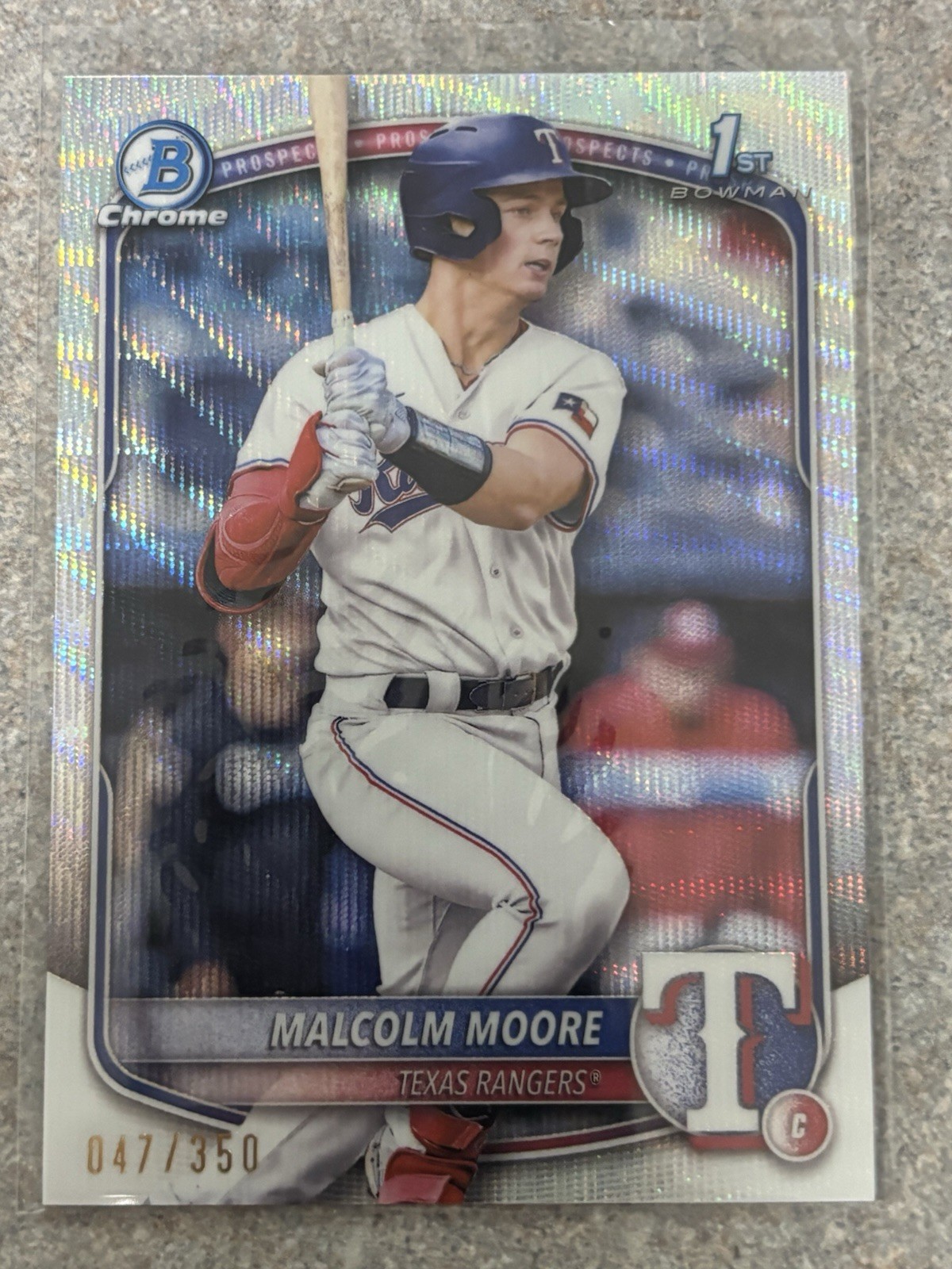 2025 Bowman - Chrome Prospects Malcolm Moore #BCP-129 Wave Refractor /350 (RC)