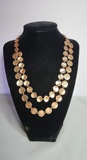 GoldTone Textured Hammered Disk Multi Strand ...