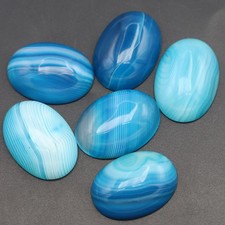 10pcs 18x25mm Natural Blue Agate Stone Oval CAB CABOCHON DIY Jewelry No Holes