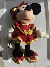 Disney Store Vintage Minnie Mouse 15" Plush Toy Gold Red Plaid