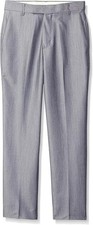 Calvin Klein Big Boys' Slim Fit Flat Front Dress Pant, Light Grey, 12