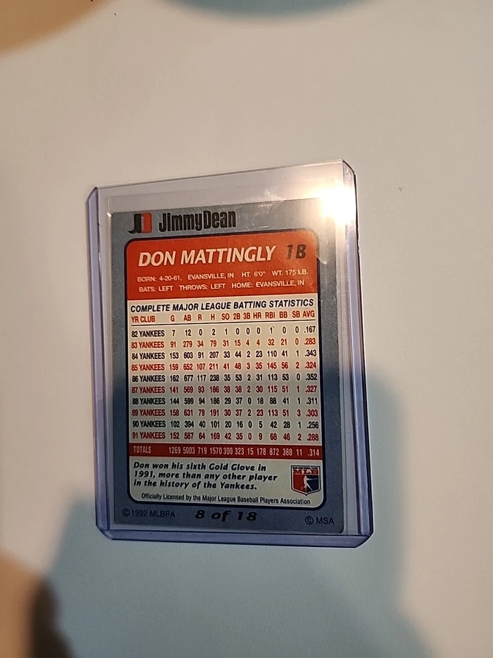 Jimmy Dean Don Mattingly #8 1992 (New York Yankees) Foto 2 de 2