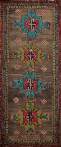 Geometric Traditional Style Vintage Area Rug 5x11 ft Hand-knotted Wool Carpet