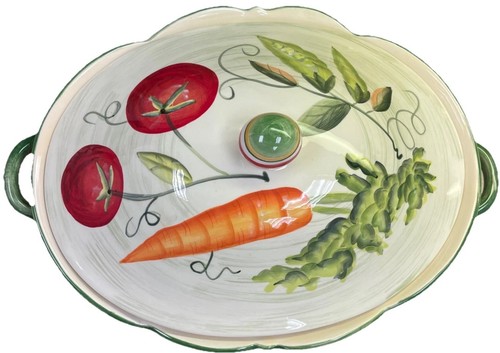 Fitz & Floyd Le Marche Covered Casserole Vegetable Design Oval Dish w/ Lid 2 Qt - Picture 9 of 11