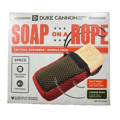 Duke Cannon Soap On a Rope Tactical Scrubber Pouch + Oak Barrel Bourbon Soap