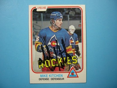 1981/82 O-PEE-CHEE NHL HOCKEY CARD #83 MIKE KITCHEN EX/NM AUTO AUTOGRAPH OPC