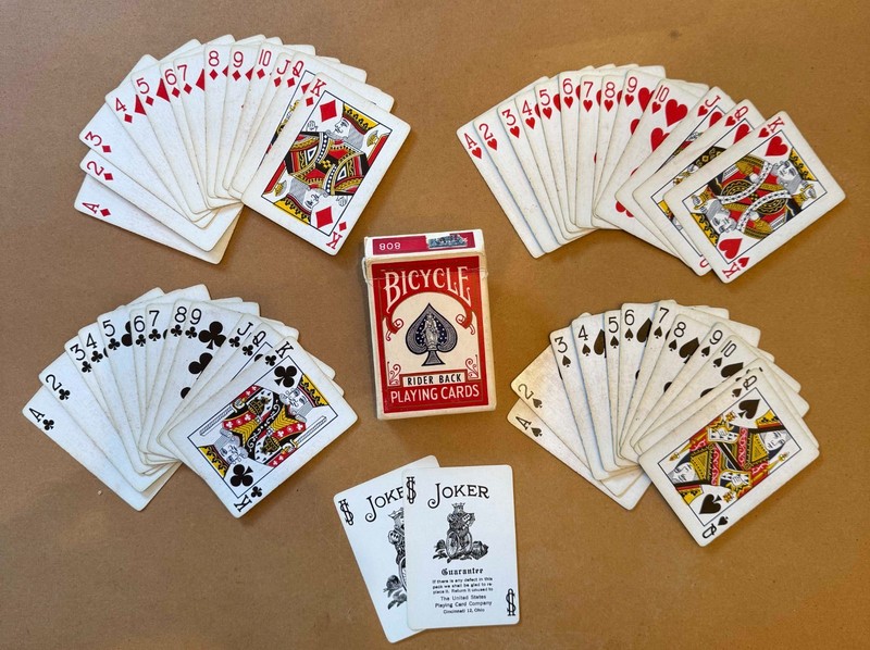 VINTAGE - 1963 BICYCLE 808 RIDER BACK Playing cards red deck (2 missing)
