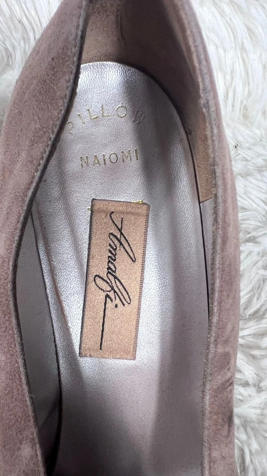 Sapato Feminino Salto Amalfi Tamanho 9B Camurça Bronzeada Travesseiro Naiomi Feito na Itália - Imagem 3 de 4