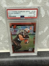 2017 Donruss Optic Rookies Myles Garrett #106 Red Prizm /99 (RC) PSA 10