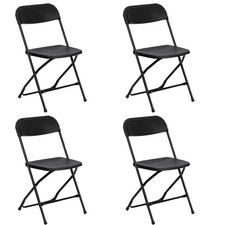 Plastic Folding Chairs Black 4 Pack Indoor Outdoor Event Party 700 lb Capacity