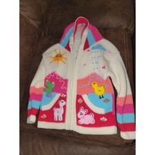 Peruvian know crocheted kids sweater sun llama bunny duck cloud kid size small
