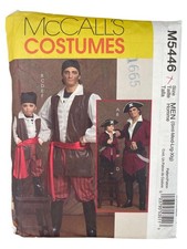 McCalls M5446 Mens Pirate Costume Sewing Pattern Size Small  XL Vintage UNCUT