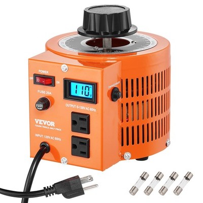 2000VA Auto Variable Voltage Transformer, 15.3 Amp, 110V Input 0-130V Output AC