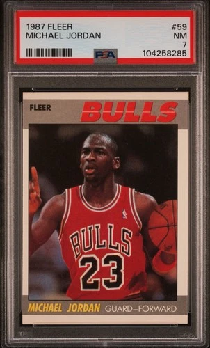 1987 Fleer Basketball #59 Michael Jordan Chicago Bulls HOF PSA 7 NM