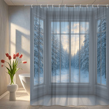 Snowy Landscape Shower Curtain for Winter Bathroom Decor