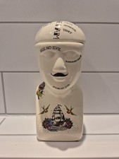 Ceramic Phrenology Tattoo Head Storage Jar