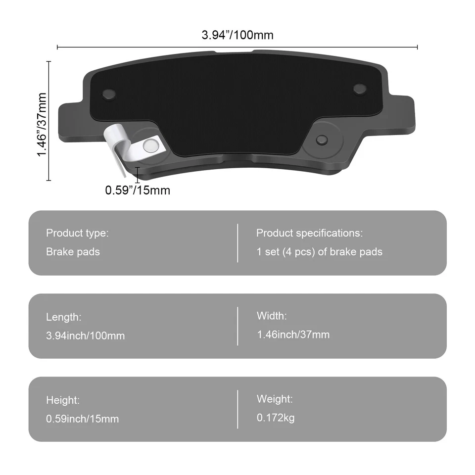 Rear Ceramic Brake Pads For 2014 2015 2016 2017 Kia Forte Forte5 Forte Koup l4. - Image 4 of 4