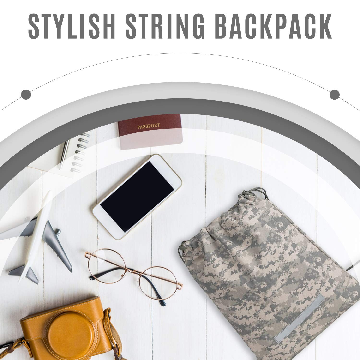 Heavy Duty Drawstring Backpack Digital Camouflage… - image 7