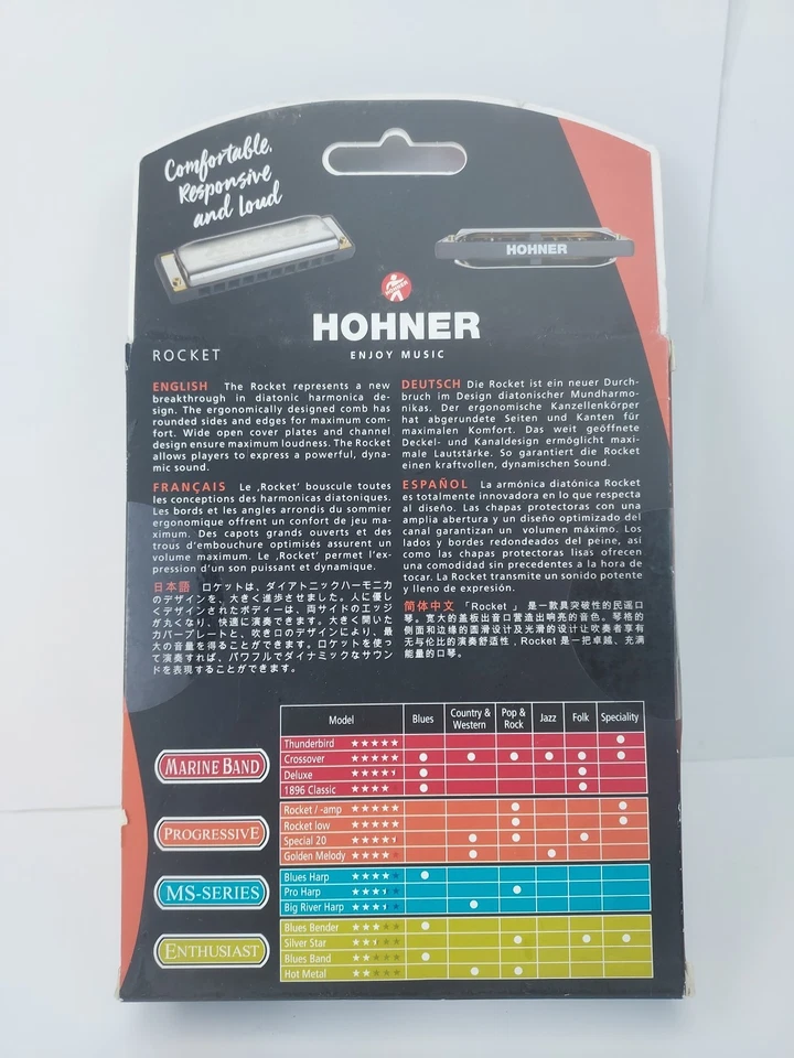 HOHNER Rocket Progressive Harmonica M2013BX-B Key of B New - Image 2 of 3