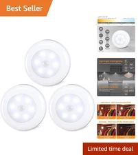 Versatile 2.8" LED Puck Lights - 3 Pack of Battery Operated Motion Sensors