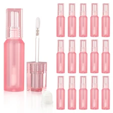 15 PCS 4ml 0.13oz Pink Lip Gloss Tubes with Wand Square Cap Cute Containers