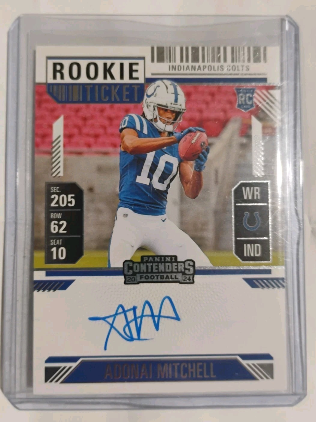 2024 Contenders Adonai Mitchell Autograph On Card / No Sticker!! #108 RC