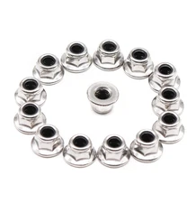 20Pcs M6 X 1.0Mm Flanged Hex Nylon Inserted Lock Nuts, 304 Stainless Steel 18-8/