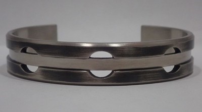 LINKS OF LONDON STAINLESS STEEL ELEMENTS MENS LARGE OPEN BANGLE BRACELET