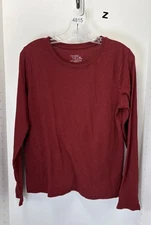 Time & Tru Red Basic Long Sleeve Top Size Medium