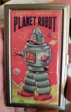 Planet Robot metal Business Card Case Holder credit sci-fi tin retro space