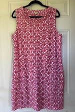 Talbots Woman’s 100% Cotton Casual Summer Medallion Print Pink Shift Dress XL