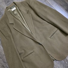 Vintage LL Bean Blazer Womens Size 18R Olive Green Wool Cashmere Lined USA 80s