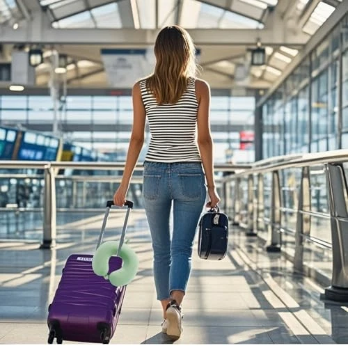 Travel Neck Pillow Cover, Neck Pillow Case, Pure, Soft and Smooh, Green - Image 2 of 4