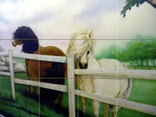 Art Horses Farm Landscape Ceramic Mural Backsplash Bath Tile 2212