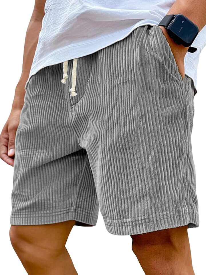 Hot Corduroy Drawstring Elastic Waist Pacificozy Shorts, Beach Short Pockets - Image 3 of 4