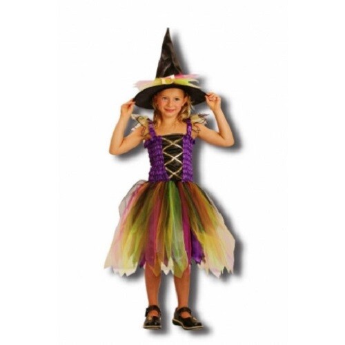 GIRLS RAINBOW WITCH FANCY DRESS COSTUME 